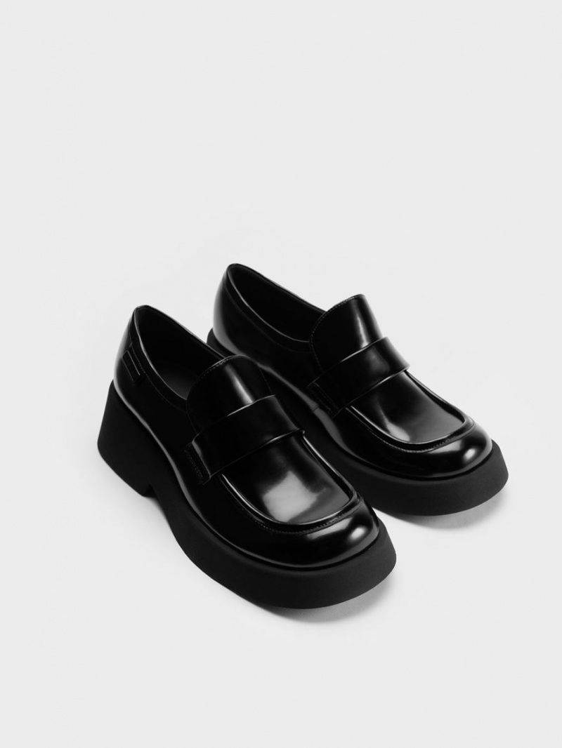 Charles And Keith Giselle Strap Chunky Loafers Black | PHILIPPINES T436