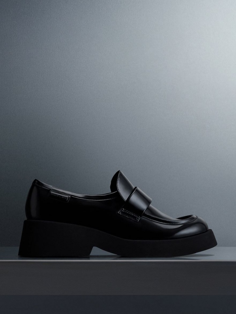 Charles And Keith Giselle Strap Chunky Loafers Black | PHILIPPINES T436