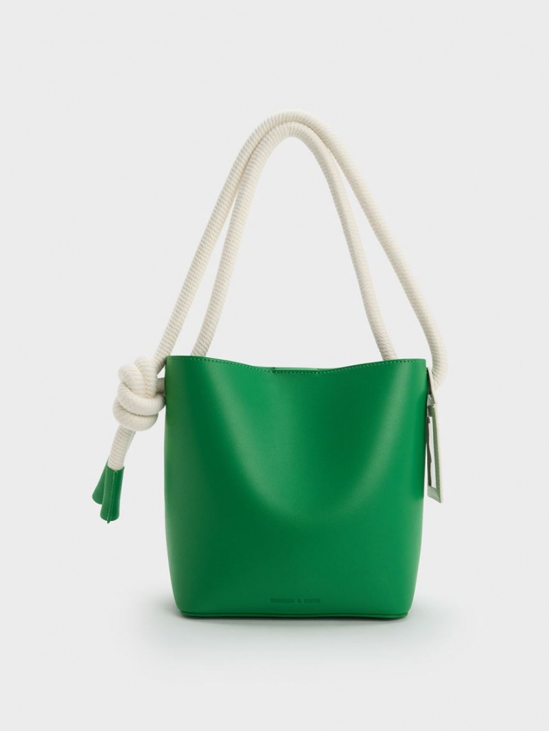 Charles And Keith Gwiana Knotted Bucket Bags Green | PHILIPPINES B756