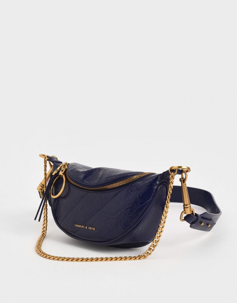 Charles And Keith Half Moon Crossbody Bags Dark Blue | PHILIPPINES P893