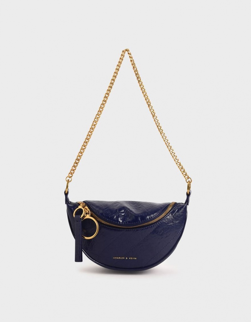 Charles And Keith Half Moon Crossbody Bags Dark Blue | PHILIPPINES P893