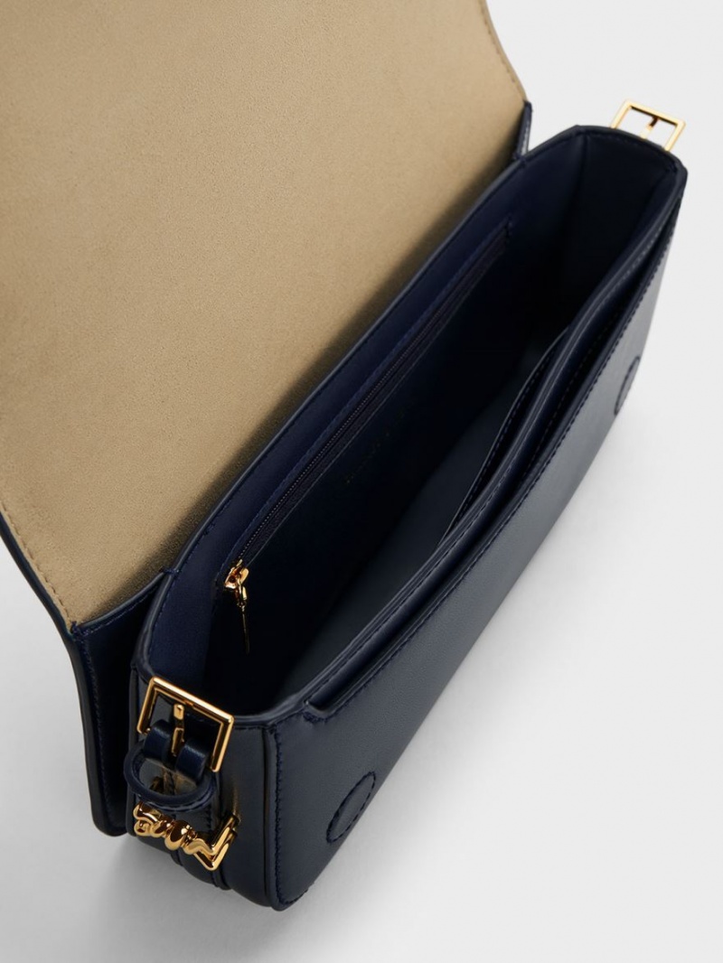 Charles And Keith Henrietta Shoulder Bags Navy | PHILIPPINES H730