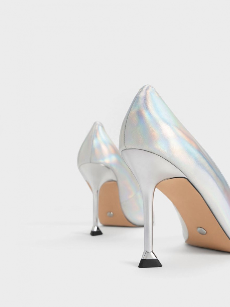 Charles And Keith Holographic Leather Gem-Embellished Pumps Multicolor | PHILIPPINES K618