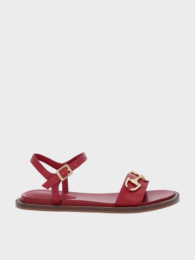 Charles And Keith Horsebit Back Strap Sandals Red | PHILIPPINES E256