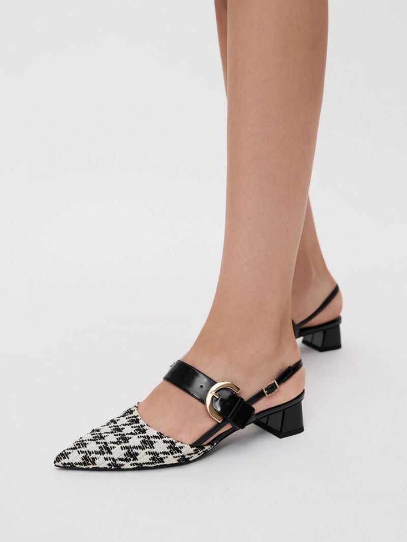 Charles And Keith Houndstooth Buckled Slingback Pumps Multicolor | PHILIPPINES G495