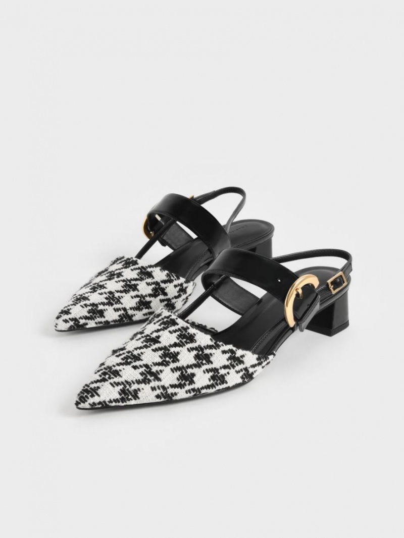 Charles And Keith Houndstooth Buckled Slingback Pumps Multicolor | PHILIPPINES G495