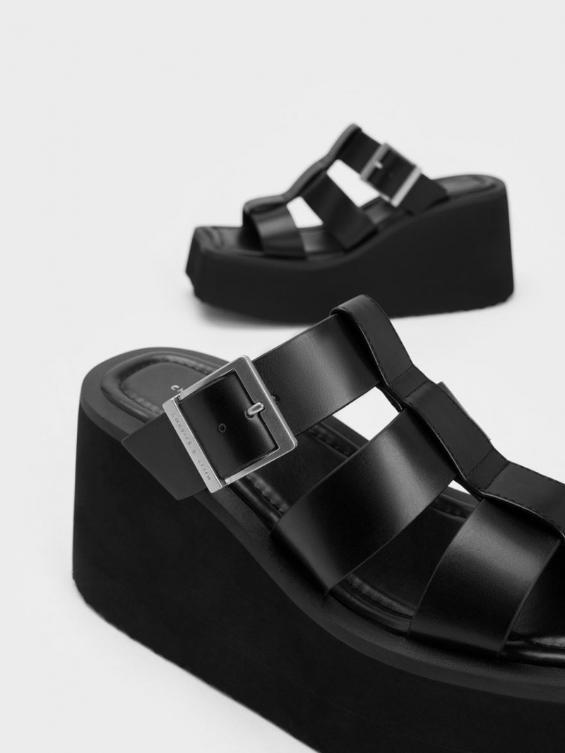 Charles And Keith IIsa Flatform Gladiator Platform Sandals Black | PHILIPPINES Q790