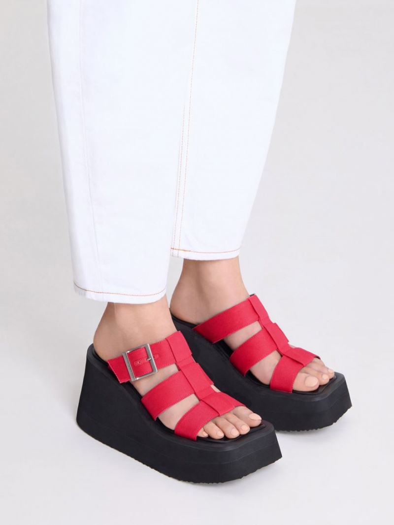 Charles And Keith IIsa Flatform Gladiator Platform Sandals Fuchsia | PHILIPPINES C087