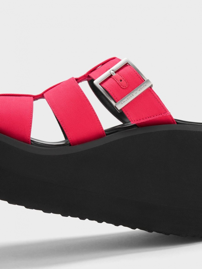 Charles And Keith IIsa Flatform Gladiator Platform Sandals Fuchsia | PHILIPPINES C087