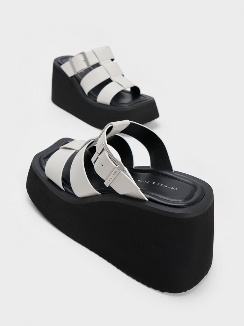 Charles And Keith IIsa Flatform Gladiator Platform Sandals White | PHILIPPINES J547