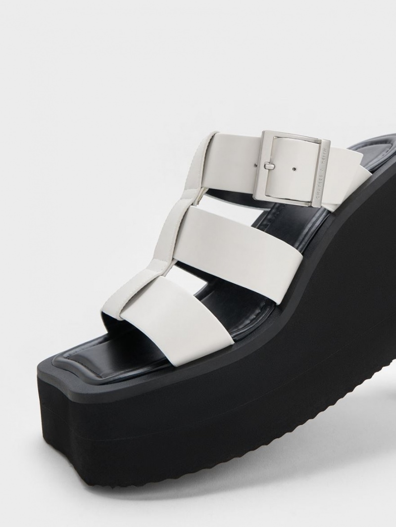 Charles And Keith IIsa Flatform Gladiator Platform Sandals White | PHILIPPINES J547