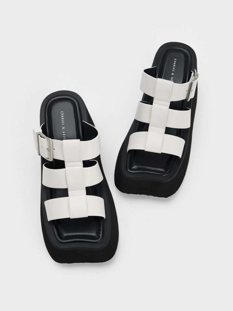 Charles And Keith IIsa Flatform Gladiator Platform Sandals White | PHILIPPINES J547