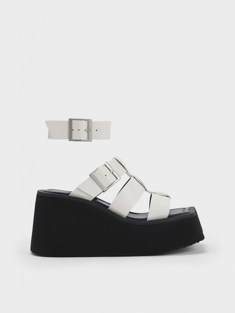 Charles And Keith IIsa Flatform Gladiator Platform Sandals White | PHILIPPINES J547