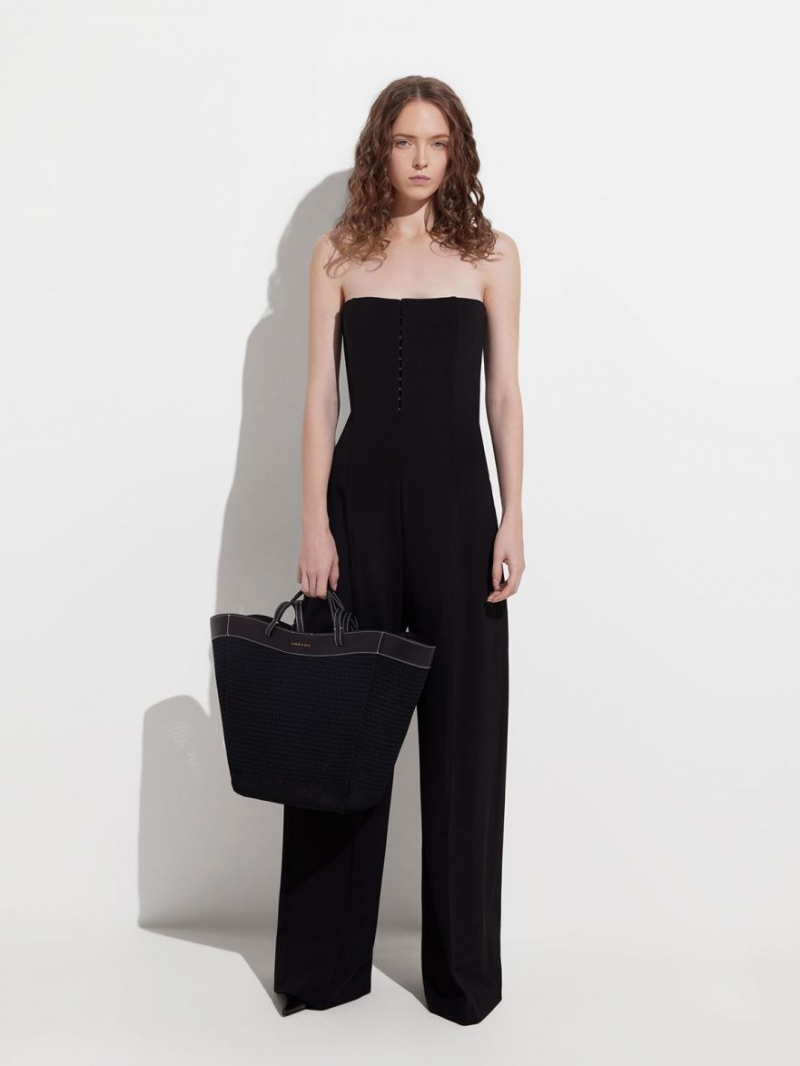 Charles And Keith Ida Knitted Sculptural Tote Bags Black | PHILIPPINES U604