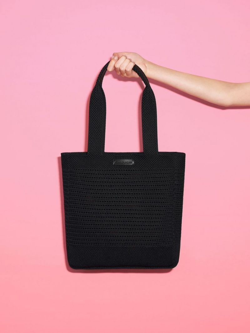 Charles And Keith Ida Knitted Tote Bags Black | PHILIPPINES R965