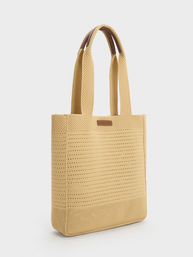 Charles And Keith Ida Knitted Tote Bags Beige | PHILIPPINES D618