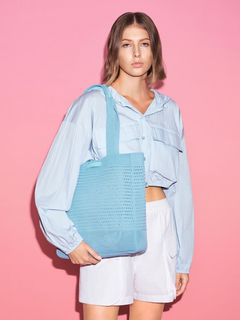 Charles And Keith Ida Knitted Tote Bags Light Blue | PHILIPPINES O965