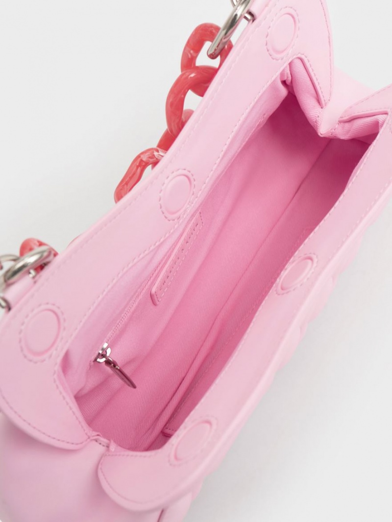 Charles And Keith Iva Acrylic Handle Clutch Bag Pink | PHILIPPINES B189