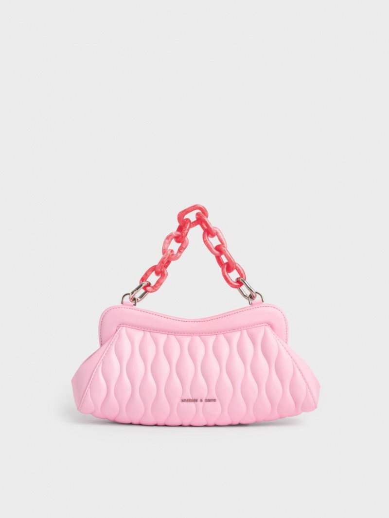 Charles And Keith Iva Acrylic Handle Clutch Bag Pink | PHILIPPINES B189