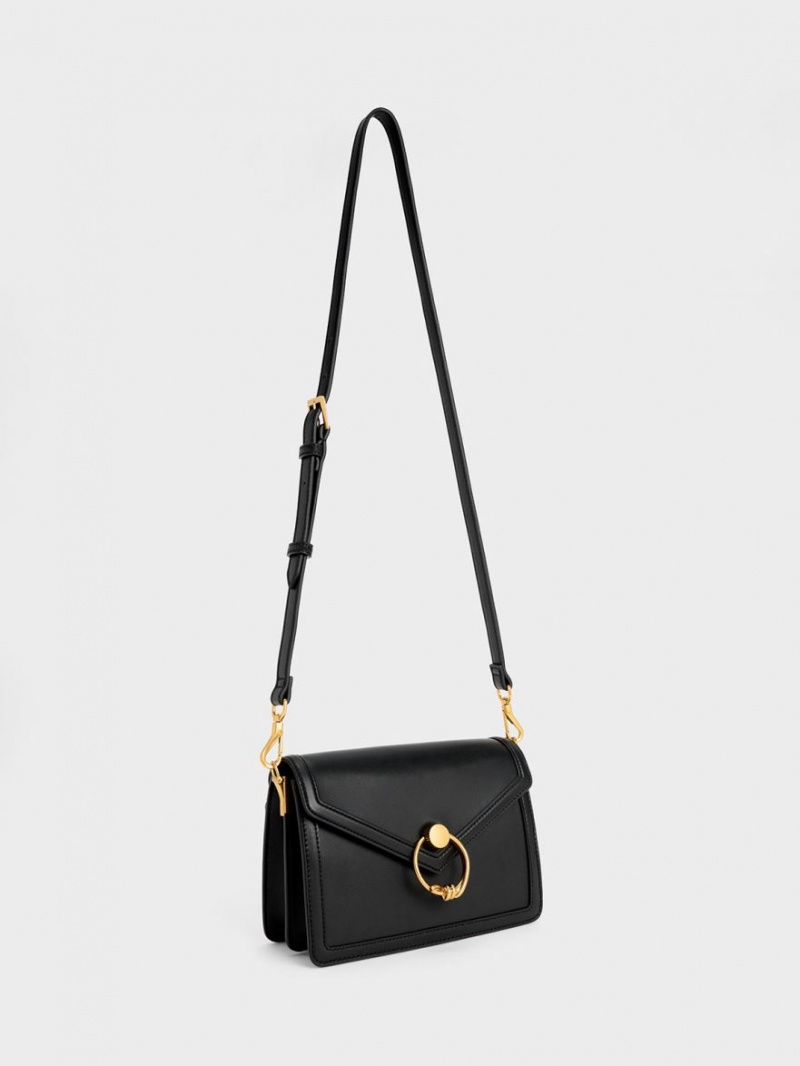 Charles And Keith Joelle Envelope Shoulder Bags Black | PHILIPPINES W743