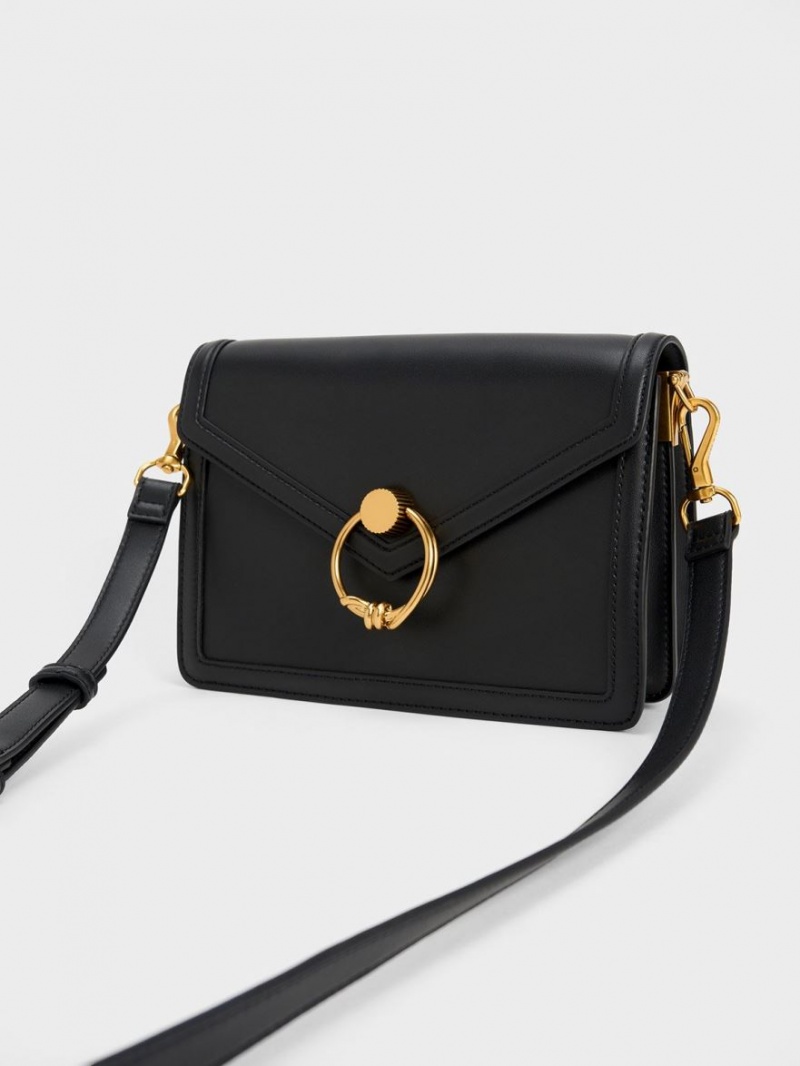 Charles And Keith Joelle Envelope Shoulder Bags Black | PHILIPPINES W743