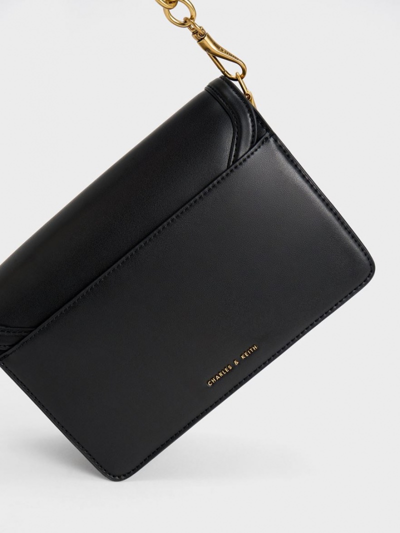 Charles And Keith Joelle Envelope Shoulder Bags Black | PHILIPPINES W743