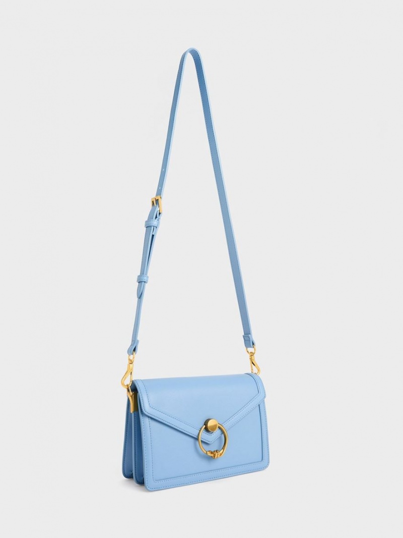 Charles And Keith Joelle Envelope Shoulder Bags Light Blue | PHILIPPINES E087