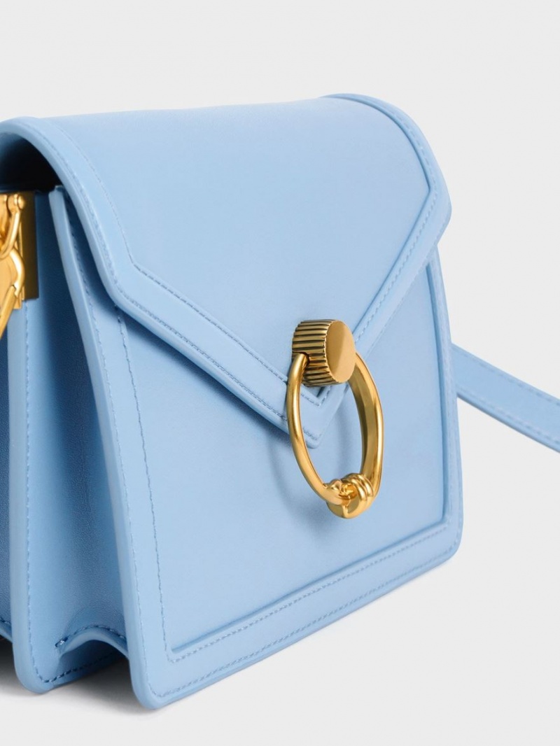 Charles And Keith Joelle Envelope Shoulder Bags Light Blue | PHILIPPINES E087