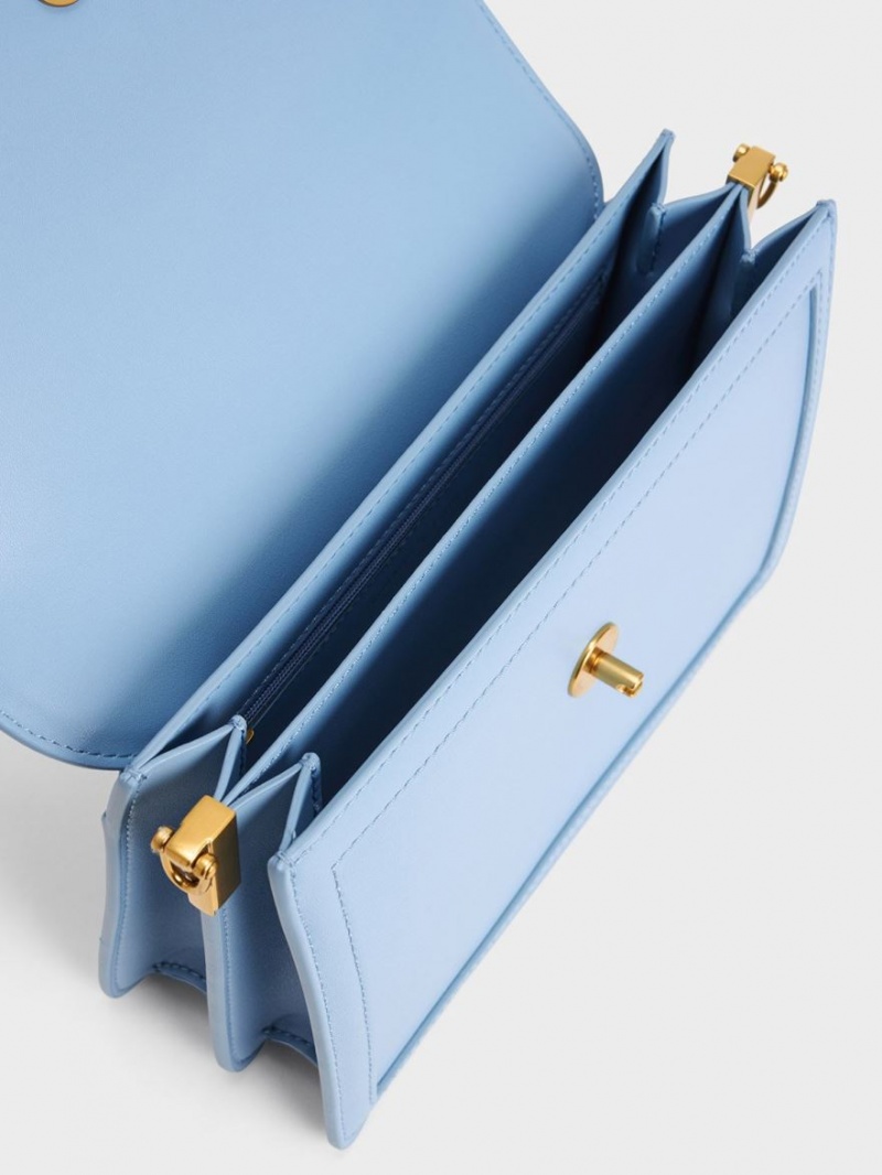 Charles And Keith Joelle Envelope Shoulder Bags Light Blue | PHILIPPINES E087