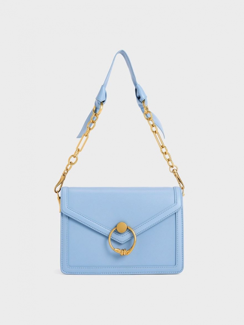 Charles And Keith Joelle Envelope Shoulder Bags Light Blue | PHILIPPINES E087