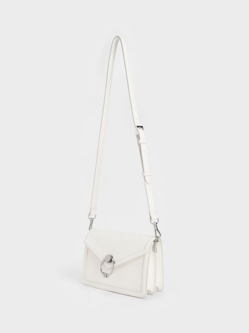 Charles And Keith Joelle Envelope Shoulder Bags White | PHILIPPINES R948