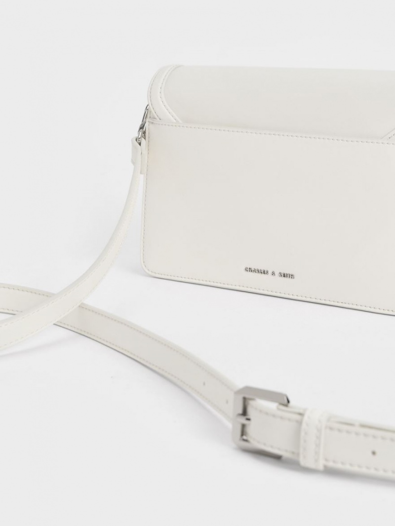 Charles And Keith Joelle Envelope Shoulder Bags White | PHILIPPINES R948