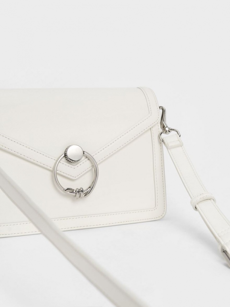 Charles And Keith Joelle Envelope Shoulder Bags White | PHILIPPINES R948