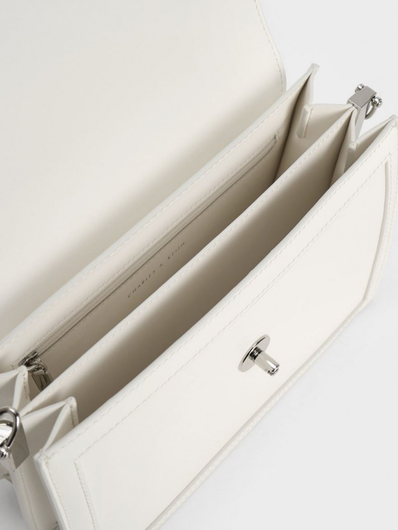 Charles And Keith Joelle Envelope Shoulder Bags White | PHILIPPINES R948