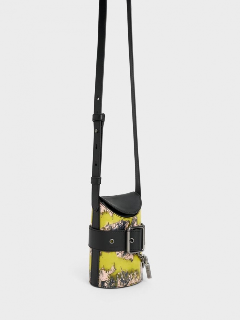 Charles And Keith Jules Leather Belted Bucket Bags Multicolor | PHILIPPINES F198