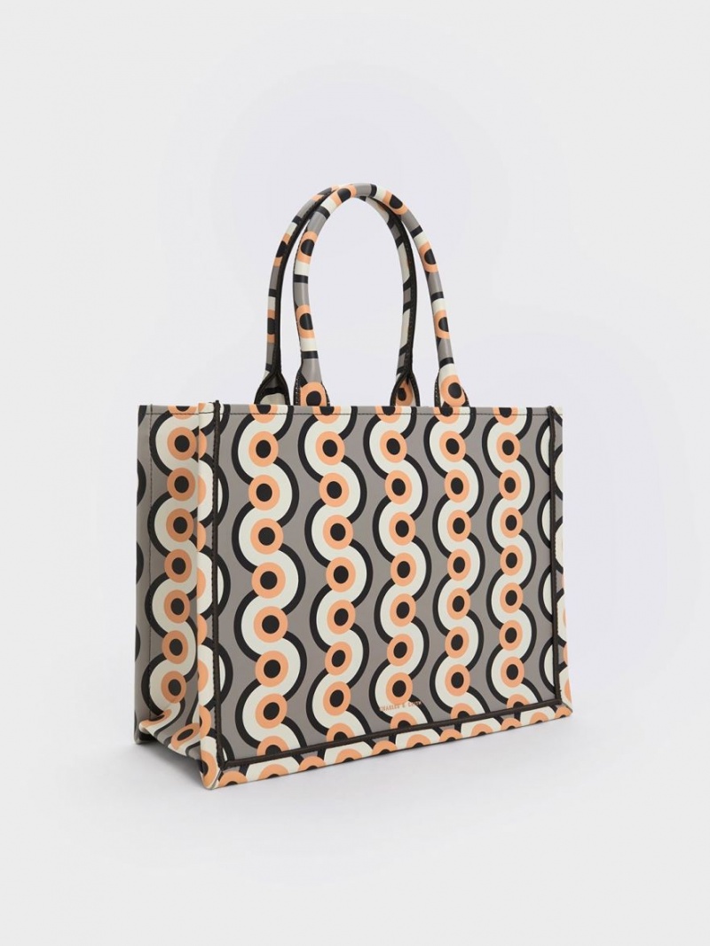 Charles And Keith Jump Print Tote Bags Multicolor | PHILIPPINES P973