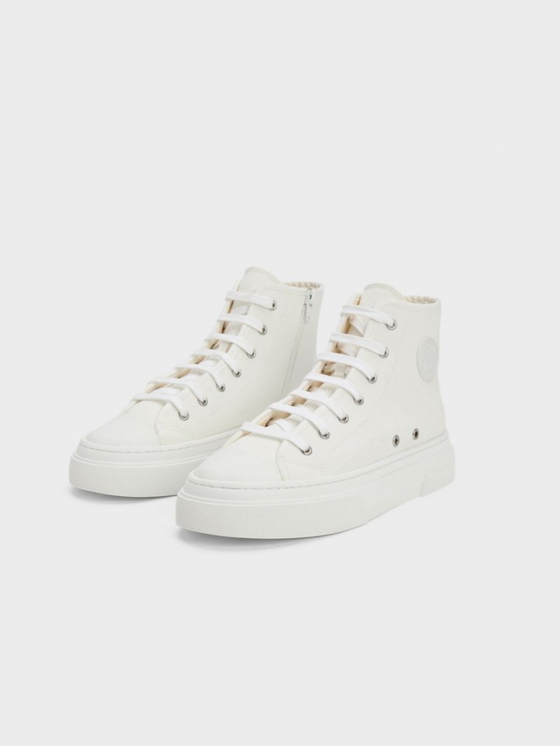 Charles And Keith Kay Canvas High-Top Sneakers White | PHILIPPINES P069