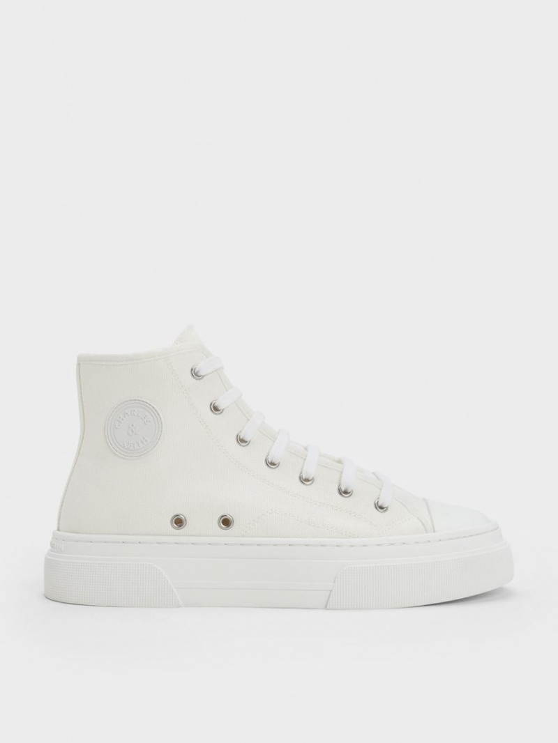 Charles And Keith Kay Canvas High-Top Sneakers White | PHILIPPINES P069