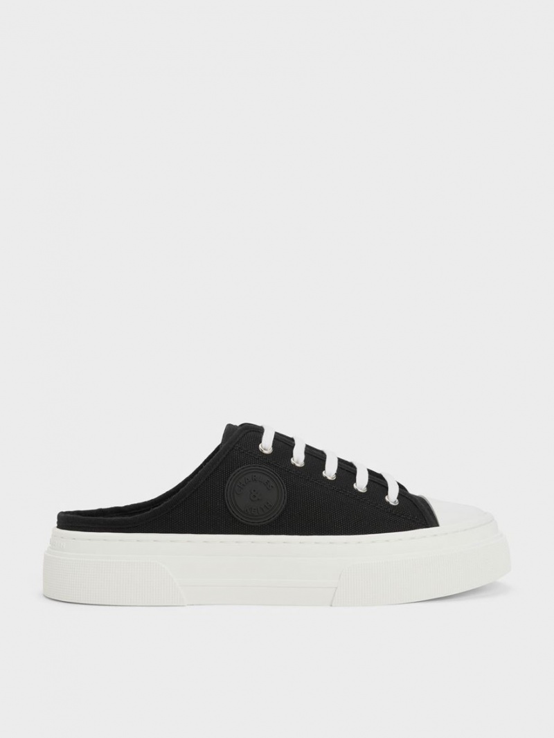 Charles And Keith Kay Canvas Slip On Sneakers Black | PHILIPPINES I109