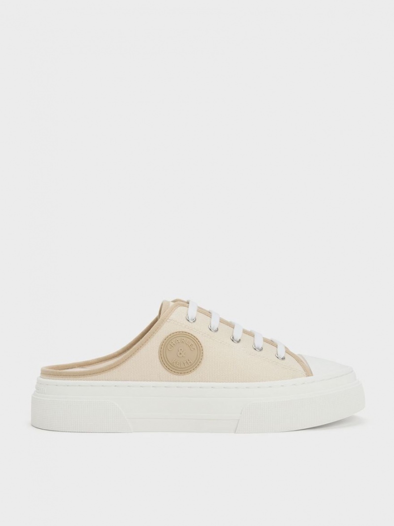 Charles And Keith Kay Canvas Slip On Sneakers Beige | PHILIPPINES R230