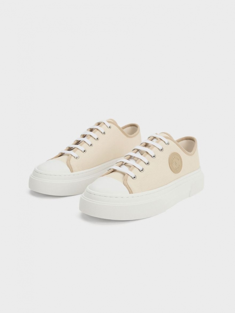 Charles And Keith Kay Canvas Sneakers Beige | PHILIPPINES T423