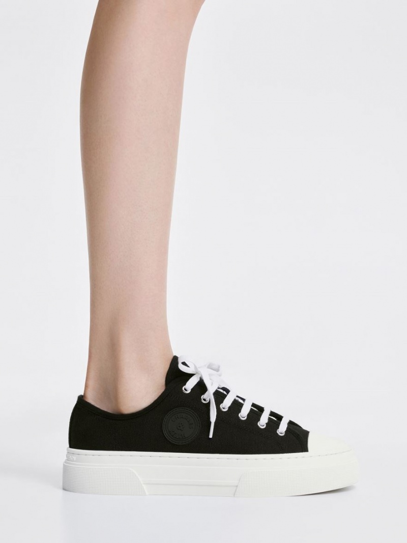 Charles And Keith Kay Canvas Sneakers Black | PHILIPPINES I184