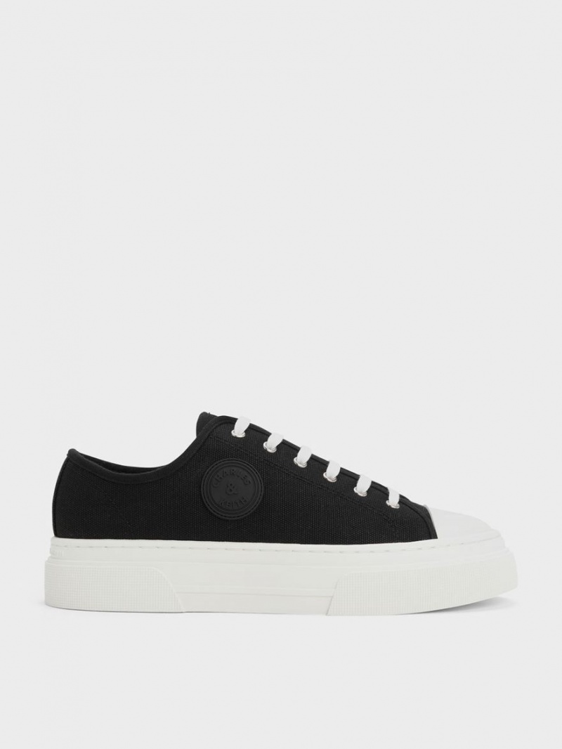 Charles And Keith Kay Canvas Sneakers Black | PHILIPPINES I184