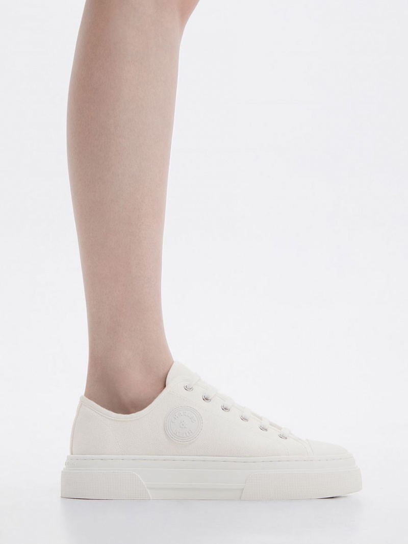 Charles And Keith Kay Canvas Sneakers White | PHILIPPINES B042