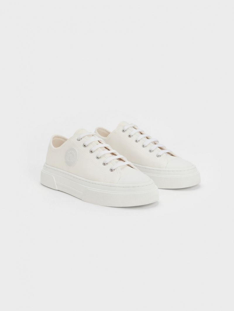 Charles And Keith Kay Canvas Sneakers White | PHILIPPINES B042