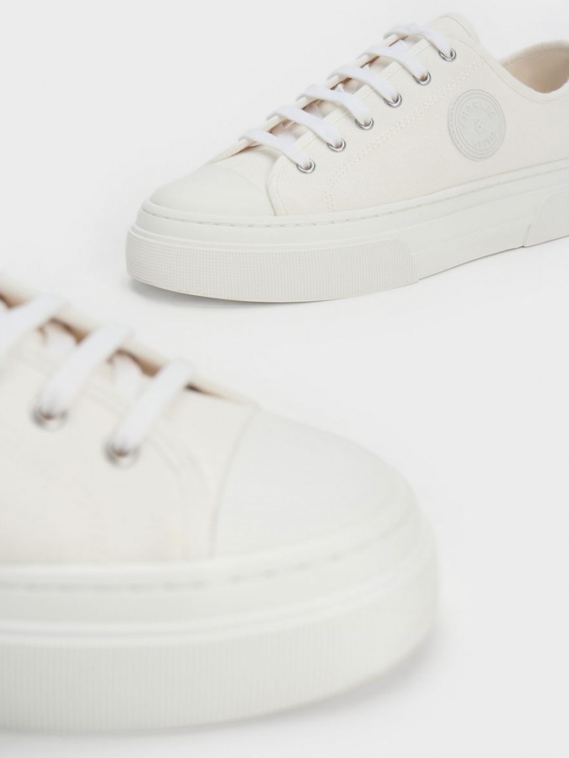 Charles And Keith Kay Canvas Sneakers White | PHILIPPINES B042