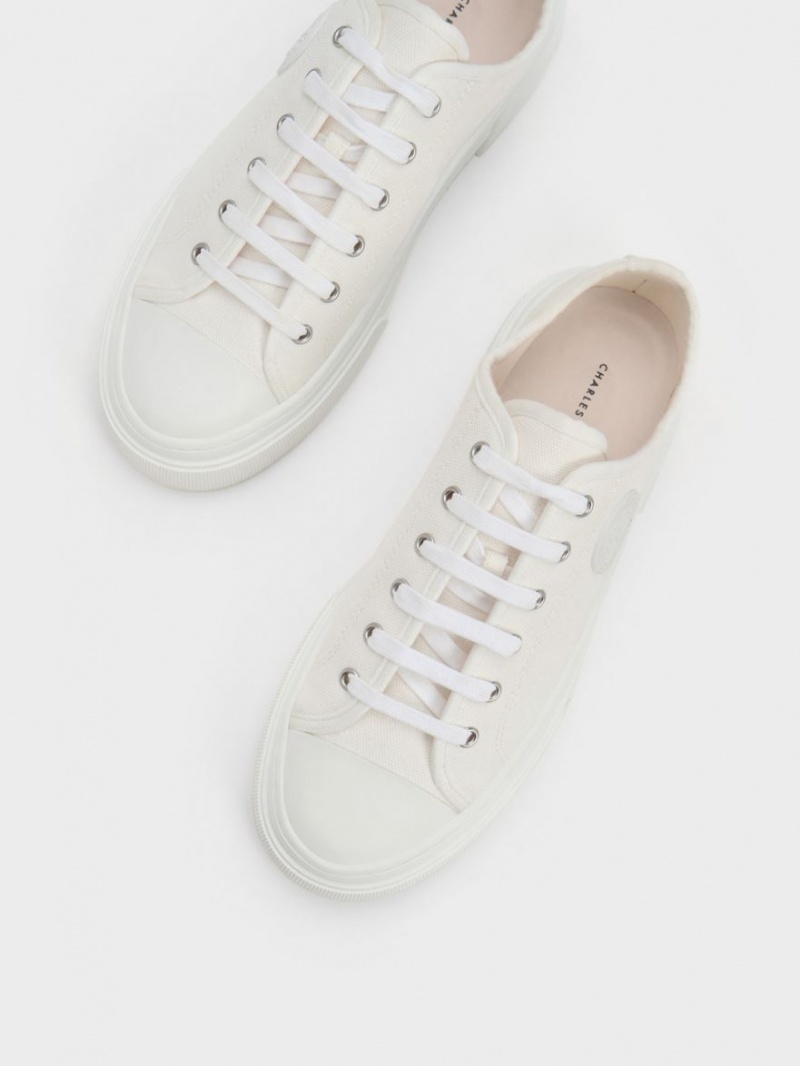 Charles And Keith Kay Canvas Sneakers White | PHILIPPINES B042