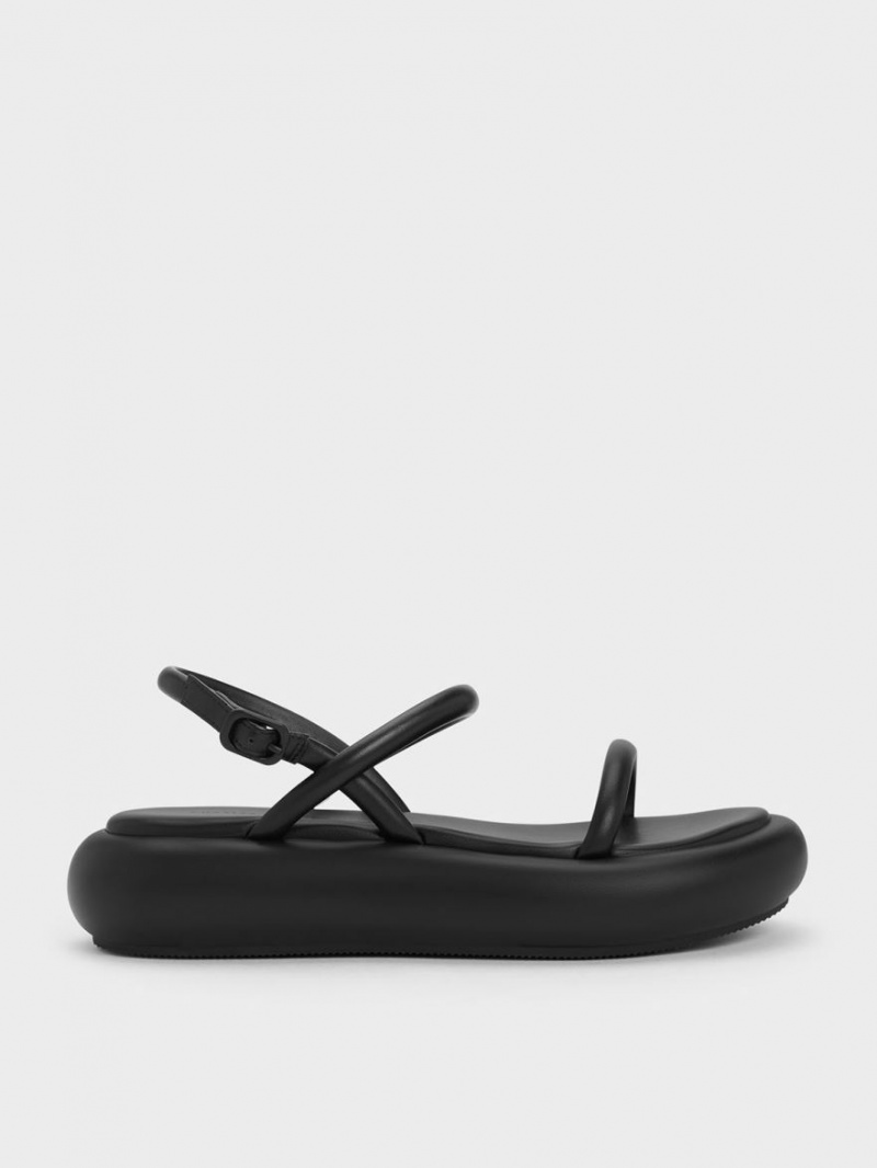 Charles And Keith Keiko Padded Platform Sandals Black | PHILIPPINES P820