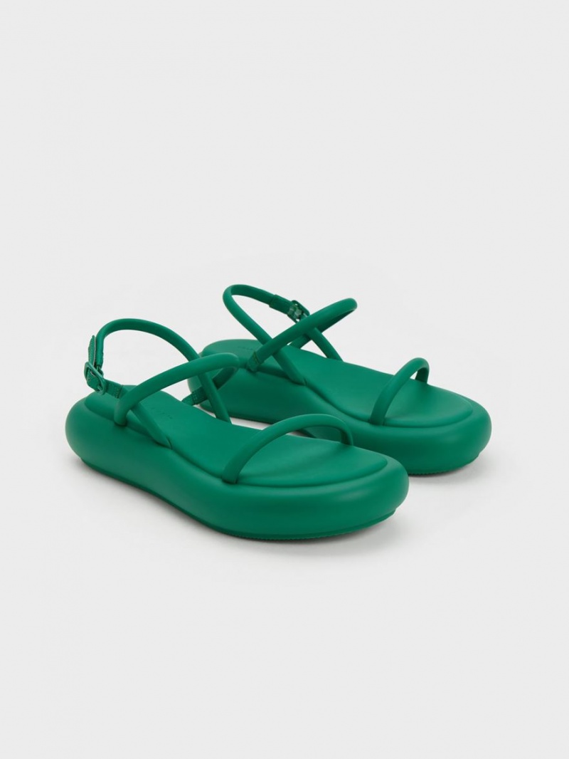 Charles And Keith Keiko Padded Platform Sandals Green | PHILIPPINES S096