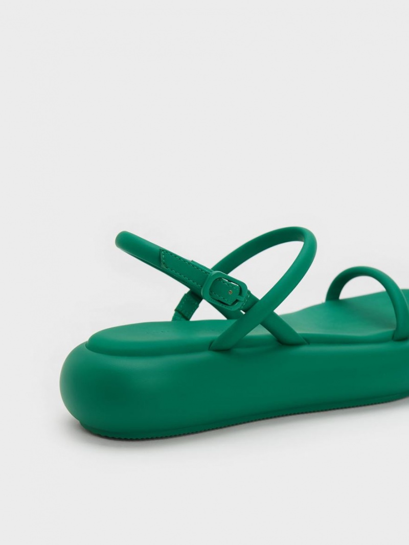 Charles And Keith Keiko Padded Platform Sandals Green | PHILIPPINES S096